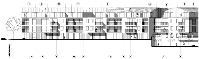 courtyard elevation - block A